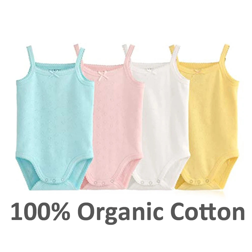 Baby One-Pieces Bodysuits for Newborn Girls, Cotton Sleeveless Rompers, Toddler Summer Playsuits, White Clothes Outfit 2023"