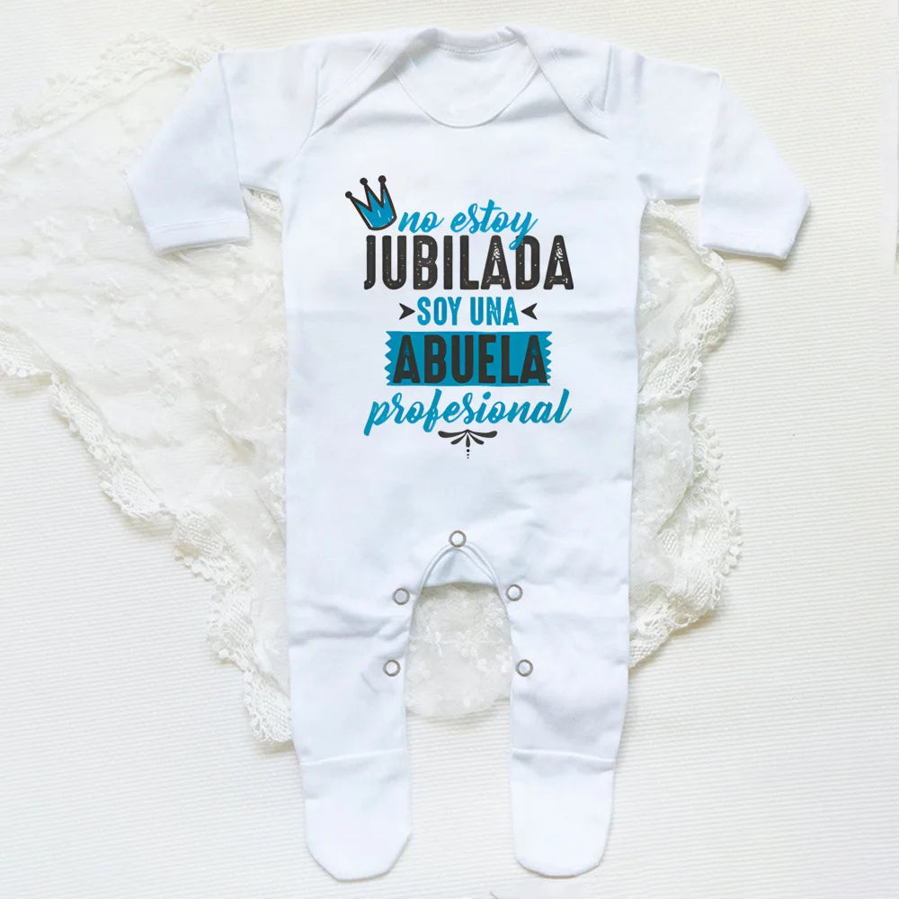 Abuela Print Baby Sleepsuit Casual Loose Long Sleeve Infant Footie Comfy Soft Baby Coming Home Outfit Mother's Day Baby Gift