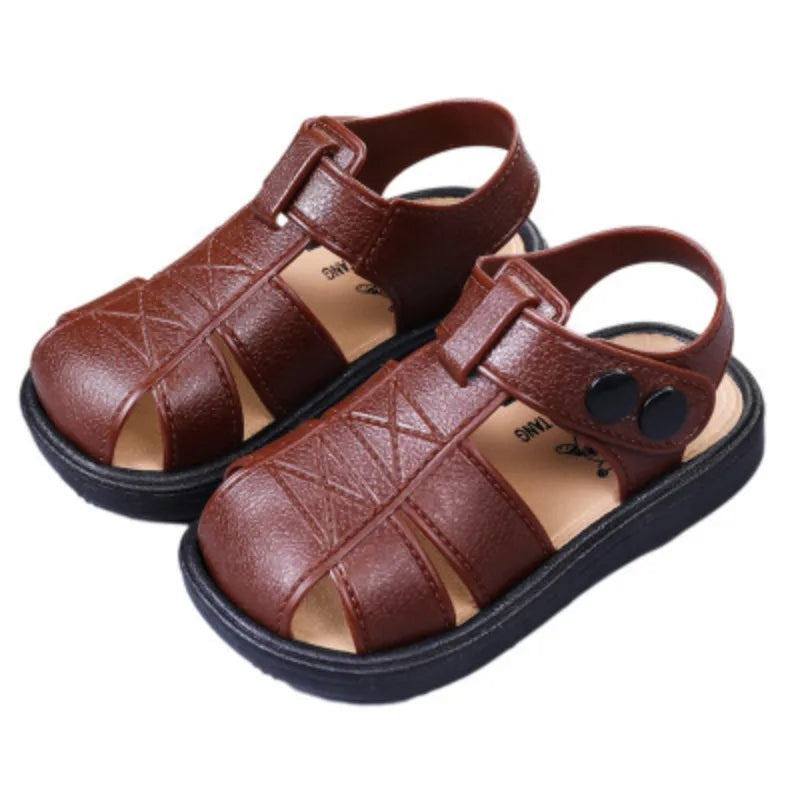 Baby Shoes Summer Closed Toe Toddler Boy Sandals Soft Sole Non-slip First Walkers Infant Solid Color Hollow Out Beach Shoes
