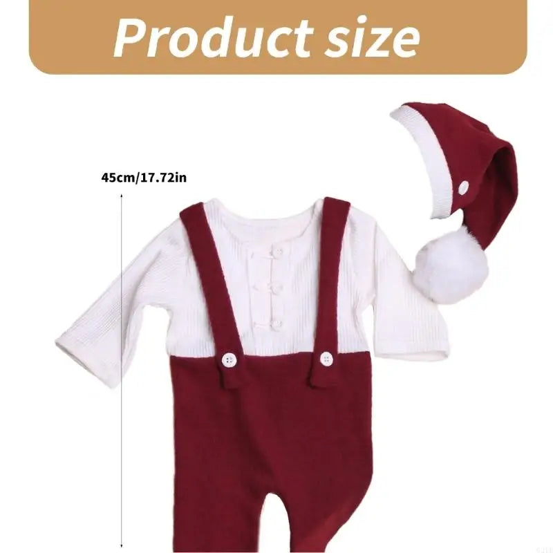 Baby First Christmas Photo Apparel Romper with Hat Set Newborn Photography Props Outfit for Newborns Christmas Present