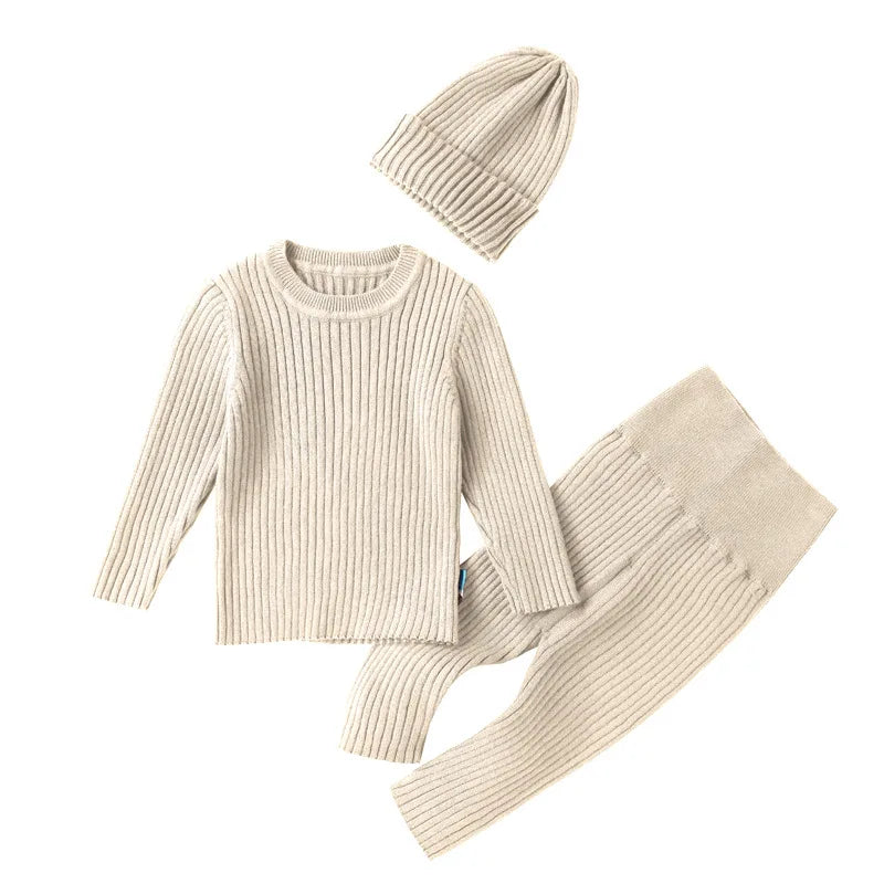 3PCS/Lot Baby Boy Clothes Set – Soft Knitted Sweater + Hat + Pants Autumn Fashion Baby Boys Clothes Infant Bebe Clothing Outfits