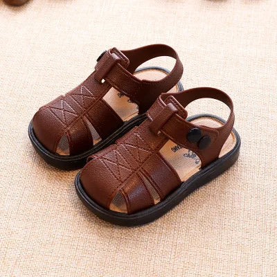 Baby Shoes Summer Closed Toe Toddler Boy Sandals Soft Sole Non-slip First Walkers Infant Solid Color Hollow Out Beach Shoes