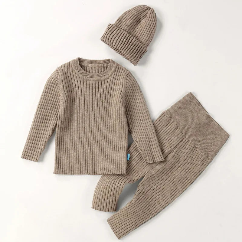 3PCS/Lot Baby Boy Clothes Set – Soft Knitted Sweater + Hat + Pants Autumn Fashion Baby Boys Clothes Infant Bebe Clothing Outfits