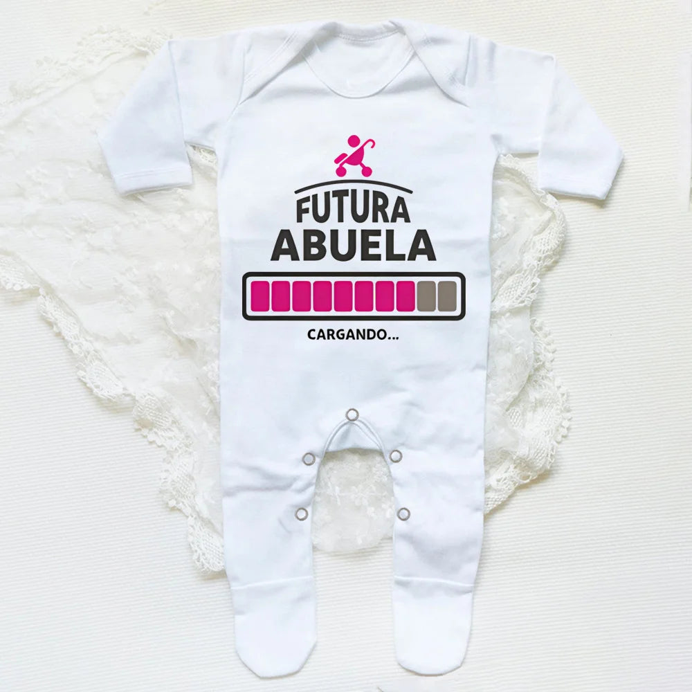 Abuela Print Baby Sleepsuit Casual Loose Long Sleeve Infant Footie Comfy Soft Baby Coming Home Outfit Mother's Day Baby Gift