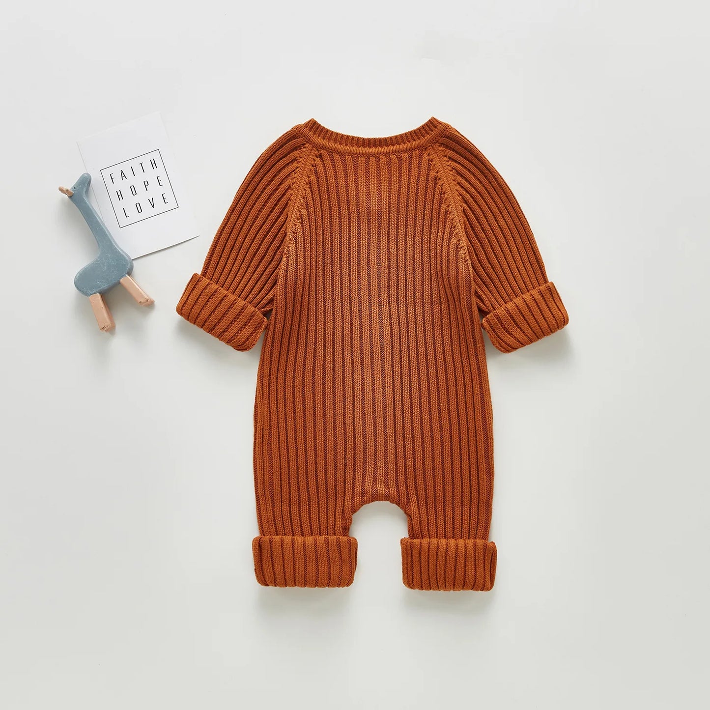 Personalized Infant Baby Girl Boy Fall Winter Thick Knit One Piece Outfit Romper Jumpsuit Sweater Outwear