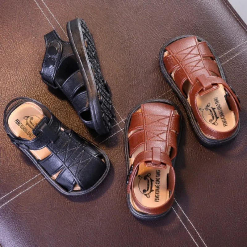 Baby Shoes Summer Closed Toe Toddler Boy Sandals Soft Sole Non-slip First Walkers Infant Solid Color Hollow Out Beach Shoes