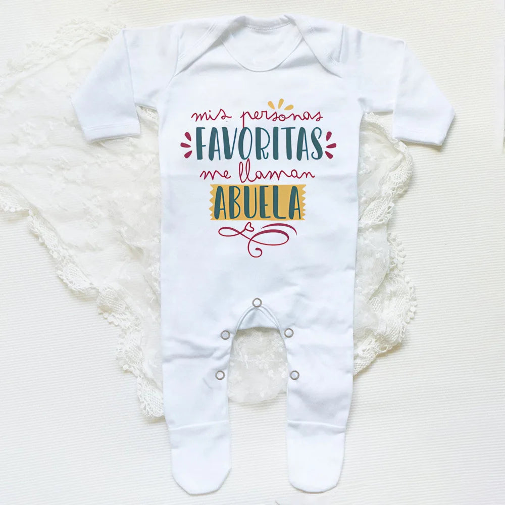 Abuela Print Baby Sleepsuit Casual Loose Long Sleeve Infant Footie Comfy Soft Baby Coming Home Outfit Mother's Day Baby Gift