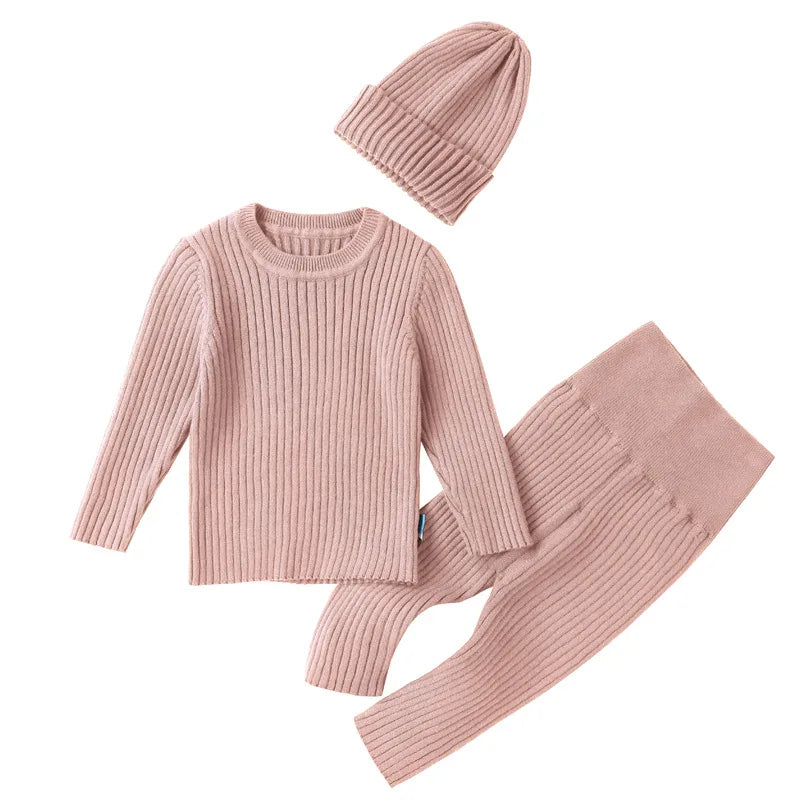 3PCS/Lot Baby Boy Clothes Set – Soft Knitted Sweater + Hat + Pants Autumn Fashion Baby Boys Clothes Infant Bebe Clothing Outfits