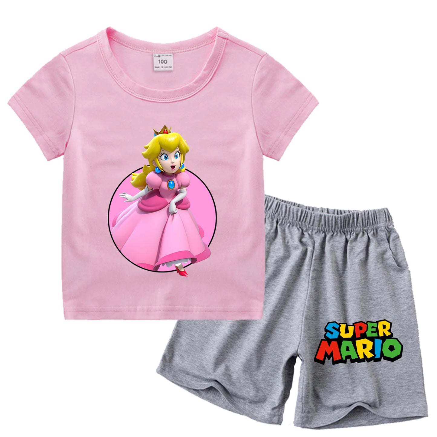 Super Mario Bros New T-shirt Suit Children Summer Cotton Tops + Shorts Pants Set Cute Cartoon Pajamas Home Wear Clothes Kids Gift