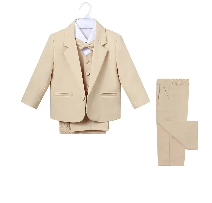 Little Boy Formal Suit - 5PCS Baby Gentleman Outfit with Bowtie | Elegant Toddler Boys Clothes (Style 3187)