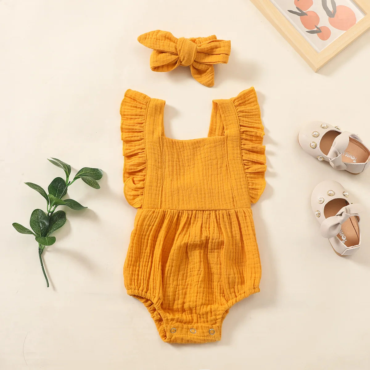 Summer Newborn Infant Baby Girls Romper + Headband – Muslin Sleeveless One-Piece, Fashion Baby Clothing for Girls
