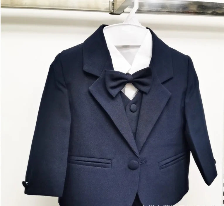 Little Boy Formal Suit - 5PCS Baby Gentleman Outfit with Bowtie | Elegant Toddler Boys Clothes (Style 3187)