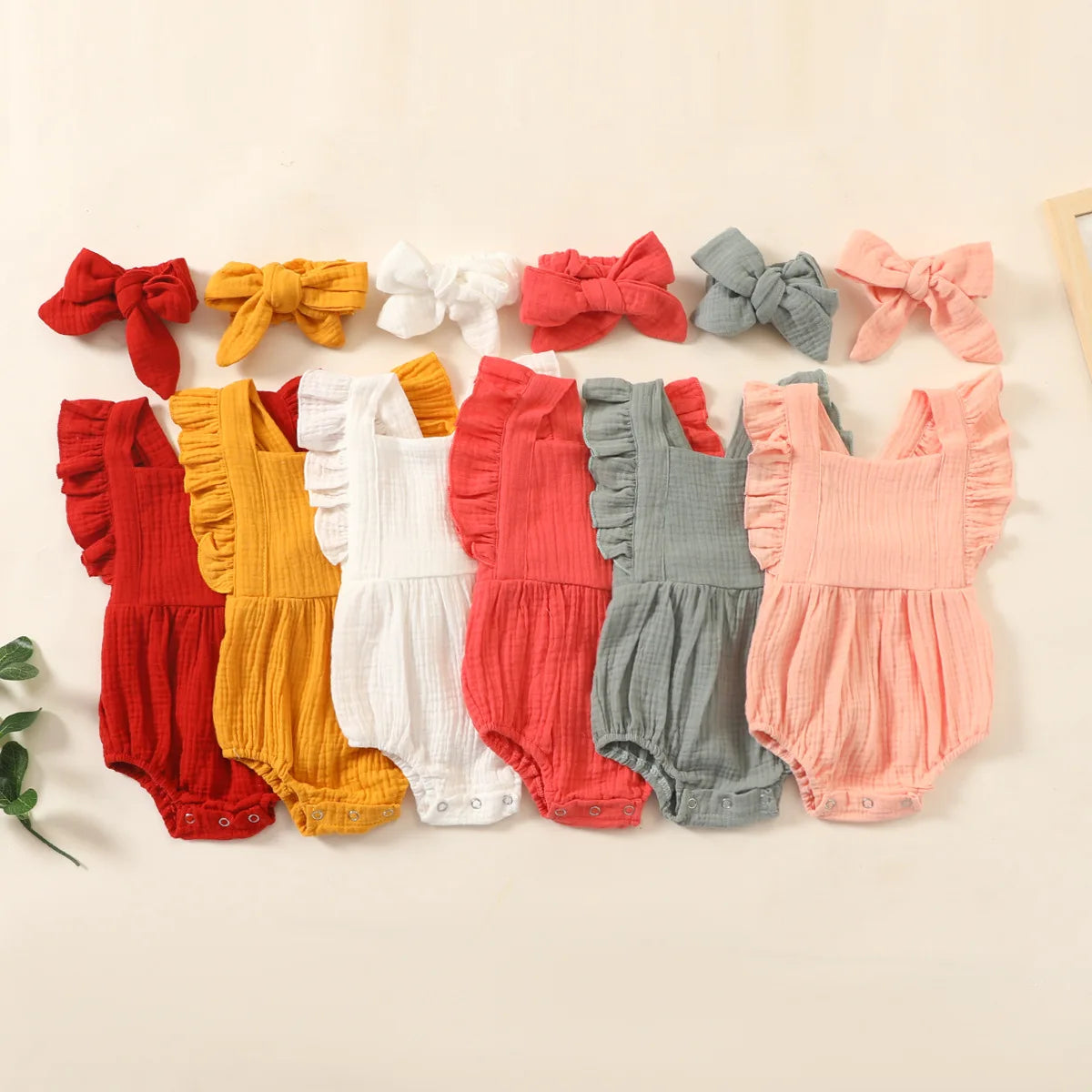 Summer Newborn Infant Baby Girls Romper + Headband – Muslin Sleeveless One-Piece, Fashion Baby Clothing for Girls