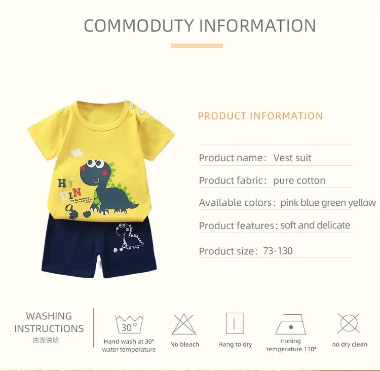 Fashion Kids Clothes Boys Girls Sets Top Shorts 2PCS 100% Cotton Soft Summer Children Baby Clothes T-shirt Shorts Toddler Suit