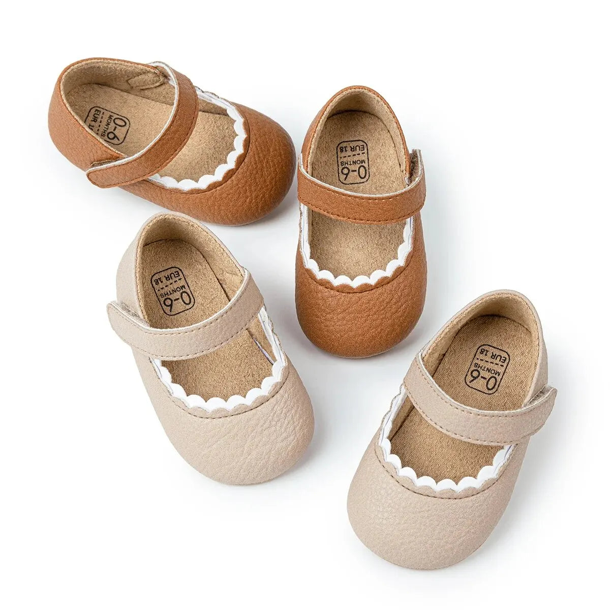 Meckior Baby Boys Girls Shoes, Infant Leather Rubber Sole Anti-Slip Toddler First Walkers, Crib Shoes for Newborn Girl Princess