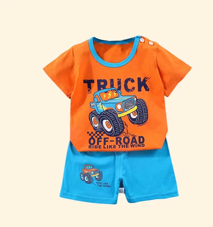 Fashion Kids Clothes Boys Girls Sets Top Shorts 2PCS 100% Cotton Soft Summer Children Baby Clothes T-shirt Shorts Toddler Suit