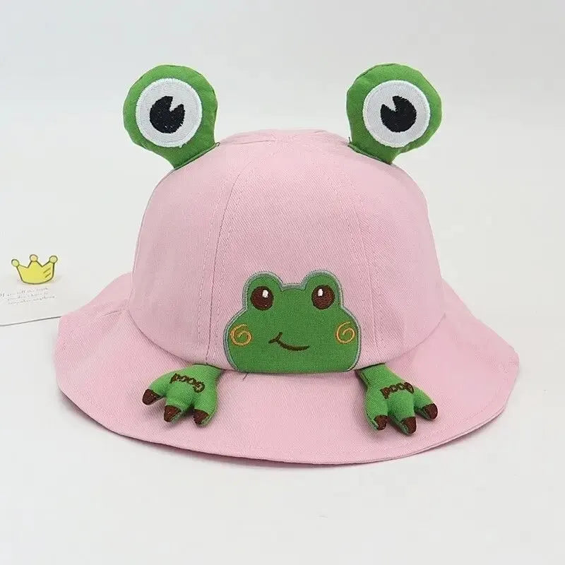 Cartoon Frog Baby Bucket Hat - Breathable Soft Cotton Infant Boys & Girls Fisherman Cap - Outdoor Travel Toddler Sun Hats