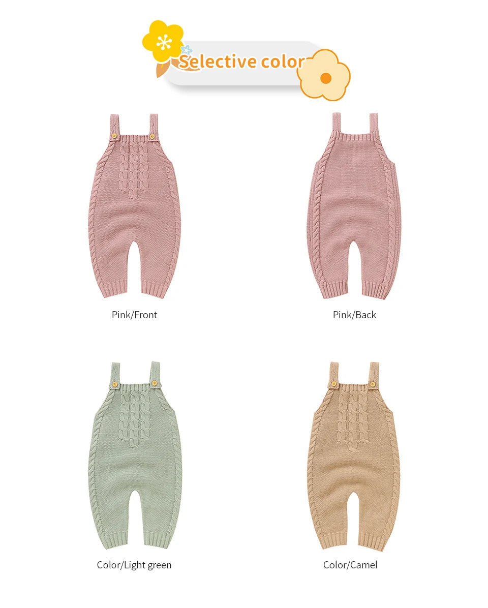 Infant Boys & Girls Sleeveless Rompers, Solid Color Knitted Jumpsuits for Newborns 0-18M, Spring/Fall Children’s Outfit"