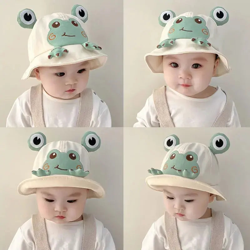 Cartoon Frog Baby Bucket Hat - Breathable Soft Cotton Infant Boys & Girls Fisherman Cap - Outdoor Travel Toddler Sun Hats