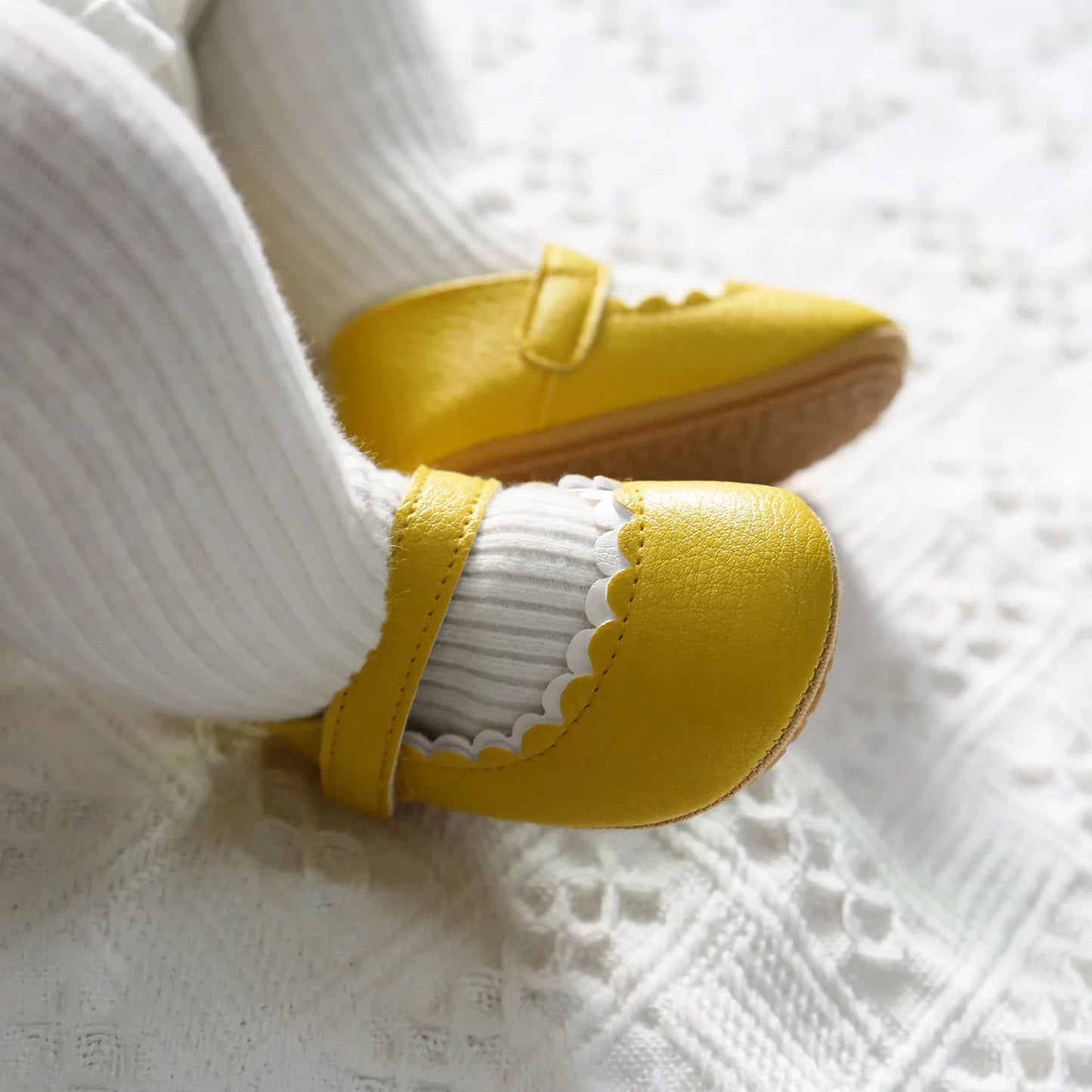 Meckior Baby Boys Girls Shoes, Infant Leather Rubber Sole Anti-Slip Toddler First Walkers, Crib Shoes for Newborn Girl Princess