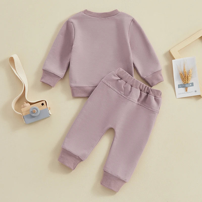 Pudcoco Toddler Baby Girl Clothes 2Pcs Outfit, Long Sleeve Letter Print Sweatshirt & Jogger Pants Set, Cute Infant Clothing for 0-3T"