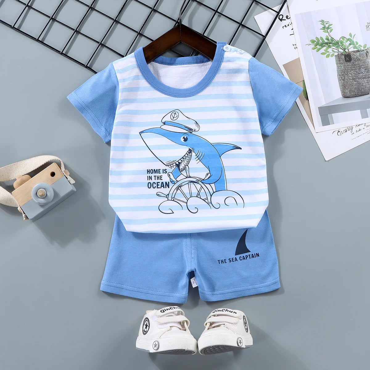 Fashion Kids Clothes Boys Girls Sets Top Shorts 2PCS 100% Cotton Soft Summer Children Baby Clothes T-shirt Shorts Toddler Suit