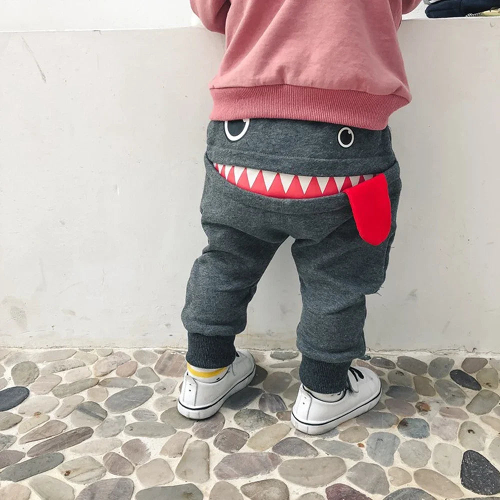 Casual Baby Pants, Toddler Boys & Girls Big Mouth Monster Trousers, Cute Cartoon Cotton Infant Clothing, Comfortable Kids Pants