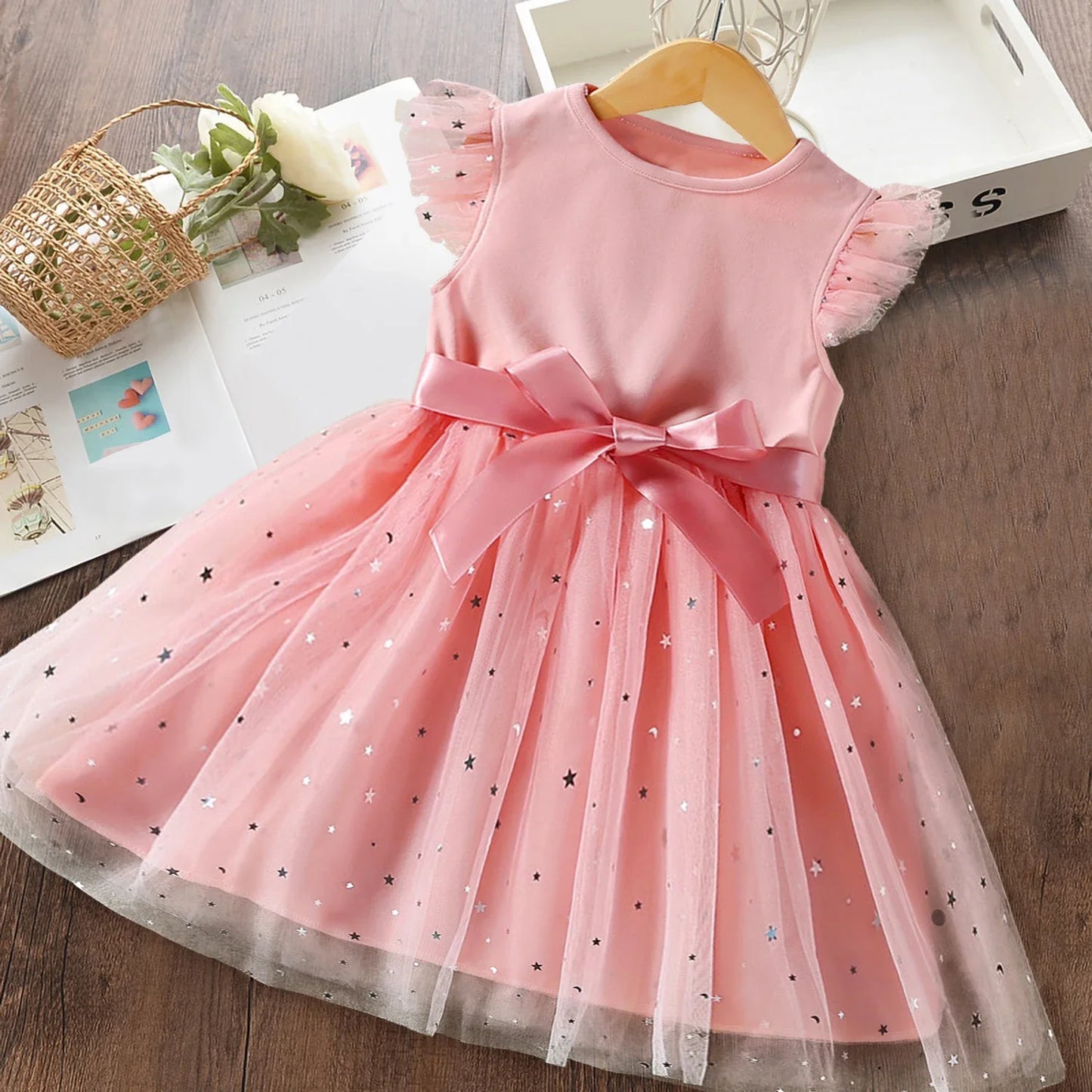 Polka-Dot Summer Dresses for Girls, Korean Style Layered Sleeveless Casual Dress, Cute Kids Dress for 2-6 Years, Baby Girls Clothes"