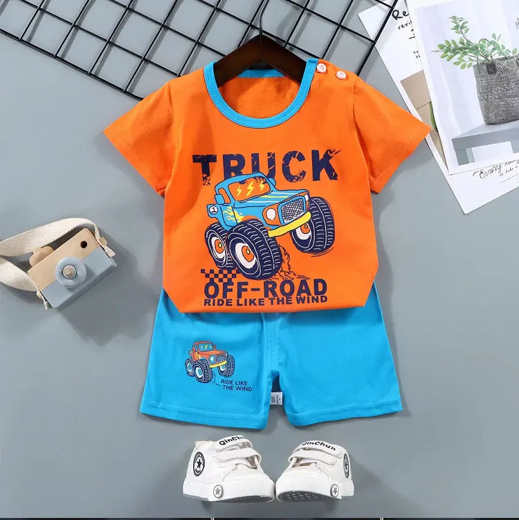 Fashion Kids Clothes Boys Girls Sets Top Shorts 2PCS 100% Cotton Soft Summer Children Baby Clothes T-shirt Shorts Toddler Suit