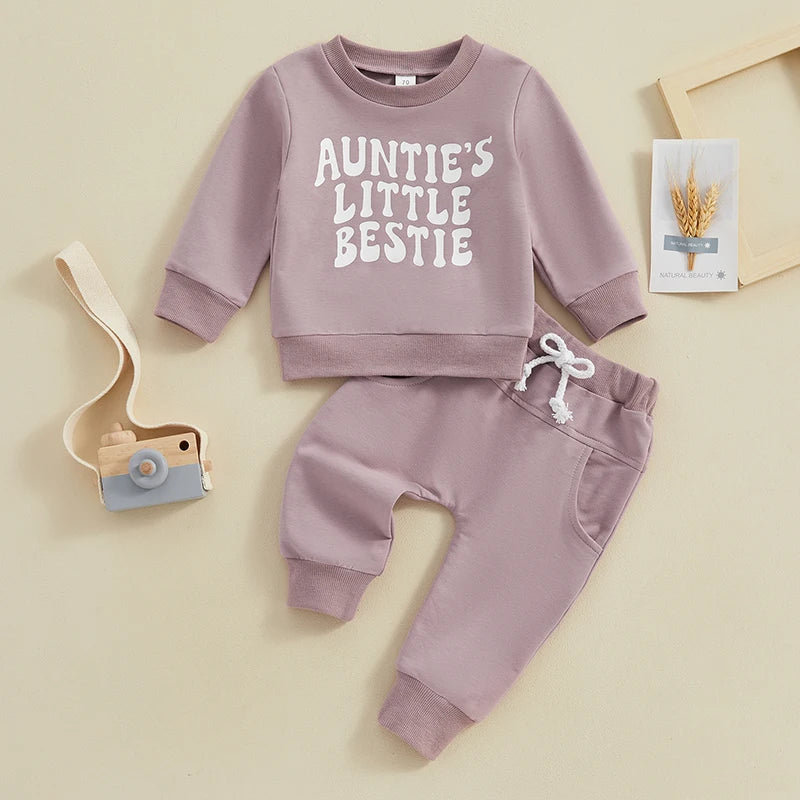 Pudcoco Toddler Baby Girl Clothes 2Pcs Outfit, Long Sleeve Letter Print Sweatshirt & Jogger Pants Set, Cute Infant Clothing for 0-3T"