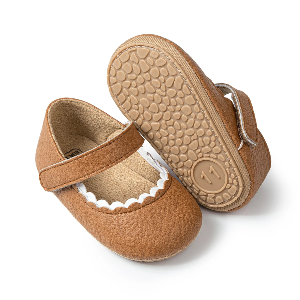 Meckior Baby Boys Girls Shoes, Infant Leather Rubber Sole Anti-Slip Toddler First Walkers, Crib Shoes for Newborn Girl Princess