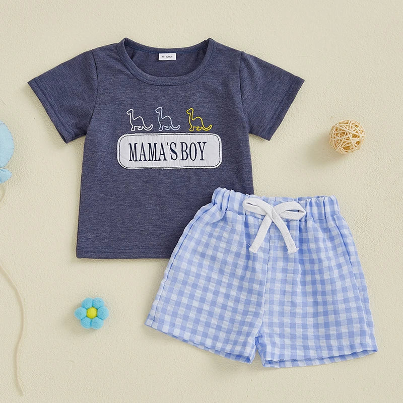 Boys Easter Outfit Summer Clothes, Carrot Cart Short Sleeve T-Shirt & Plaid Shorts Set, Cute Toddler Baby Boy Easter Outfit for 0-3T