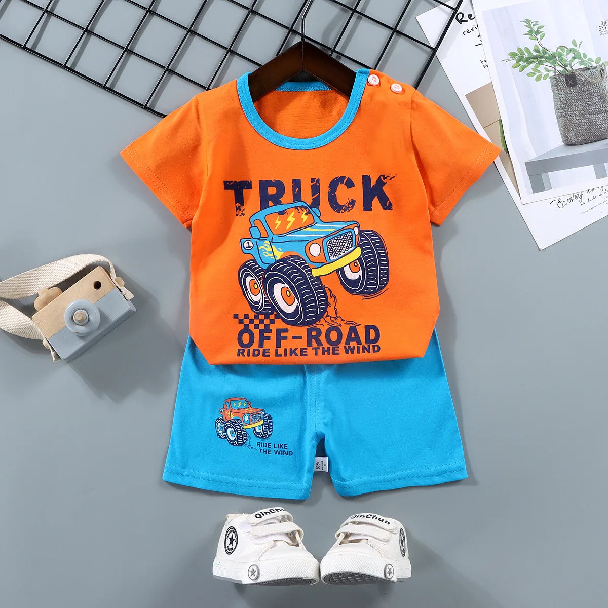 Fashion Kids Clothes Boys Girls Sets Top Shorts 2PCS 100% Cotton Soft Summer Children Baby Clothes T-shirt Shorts Toddler Suit