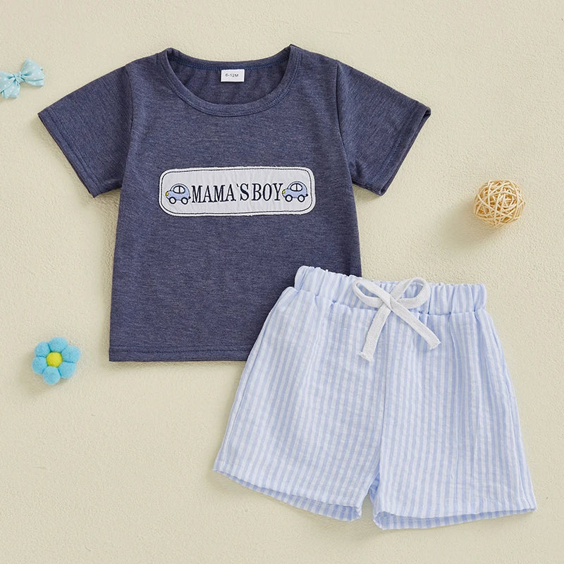 Boys Easter Outfit Summer Clothes, Carrot Cart Short Sleeve T-Shirt & Plaid Shorts Set, Cute Toddler Baby Boy Easter Outfit for 0-3T