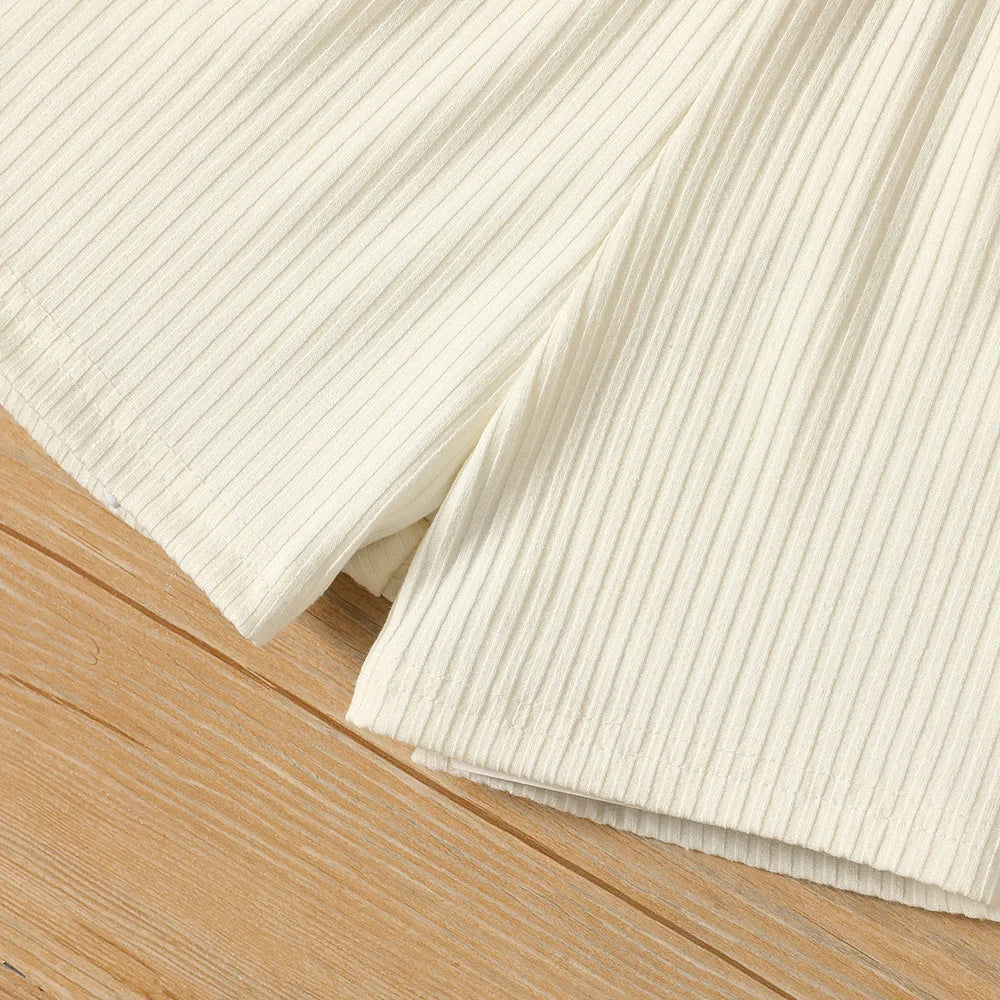 Summer Small Square Neck Puff Sleeve Belt Jumpsuit for Baby Girls, Cute Casual Playsuit for Toddlers"
