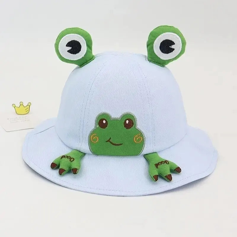 Cartoon Frog Baby Bucket Hat - Breathable Soft Cotton Infant Boys & Girls Fisherman Cap - Outdoor Travel Toddler Sun Hats