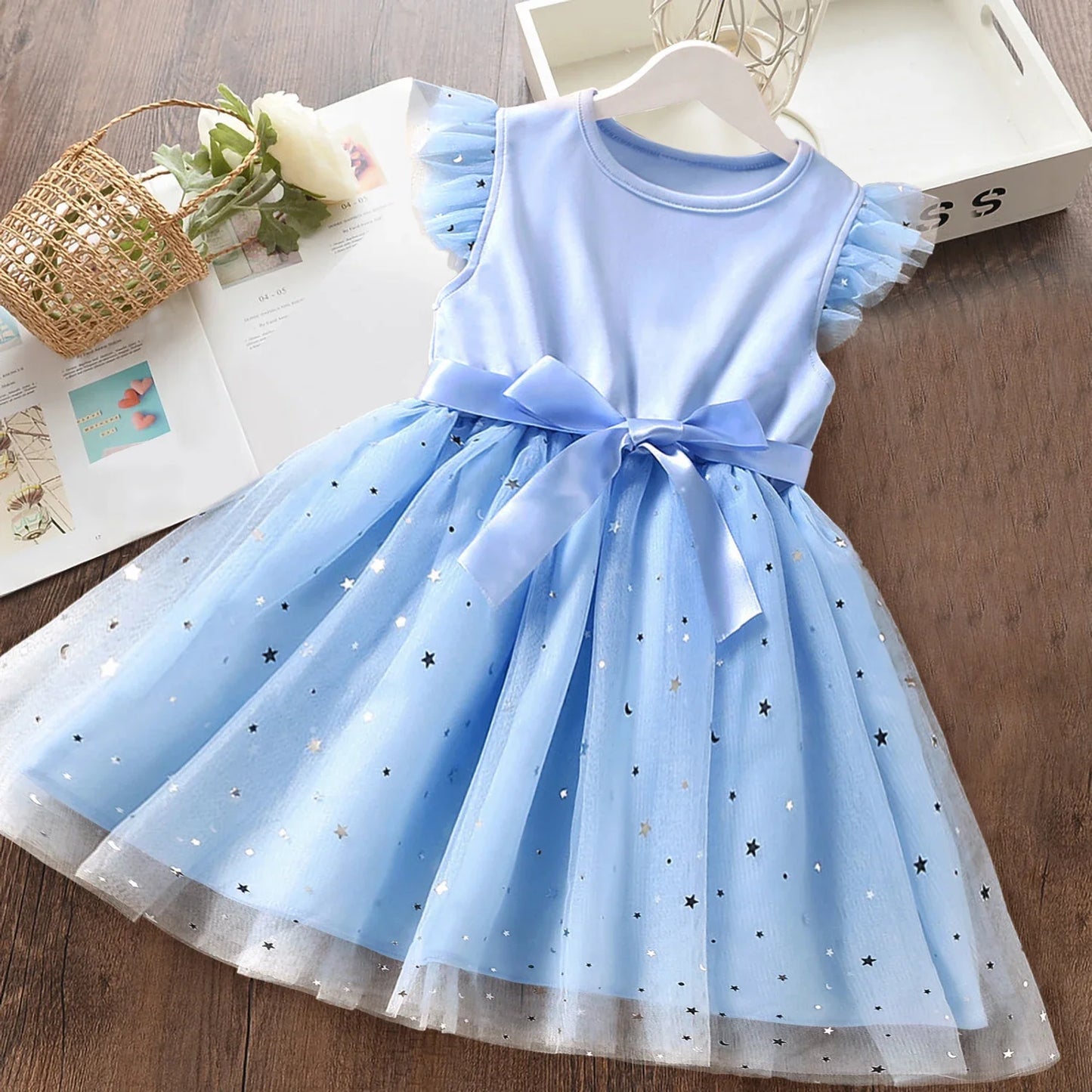 Polka-Dot Summer Dresses for Girls, Korean Style Layered Sleeveless Casual Dress, Cute Kids Dress for 2-6 Years, Baby Girls Clothes"
