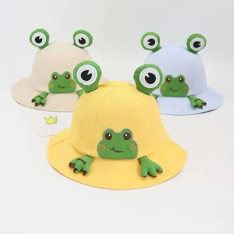 Cartoon Frog Baby Bucket Hat - Breathable Soft Cotton Infant Boys & Girls Fisherman Cap - Outdoor Travel Toddler Sun Hats