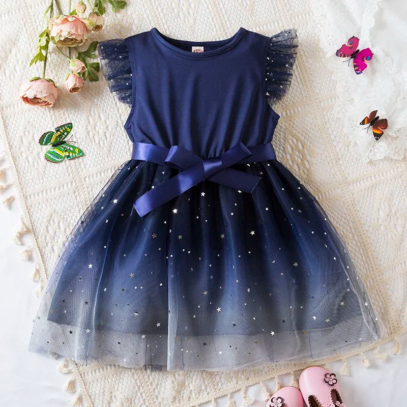 Polka-Dot Summer Dresses for Girls, Korean Style Layered Sleeveless Casual Dress, Cute Kids Dress for 2-6 Years, Baby Girls Clothes"