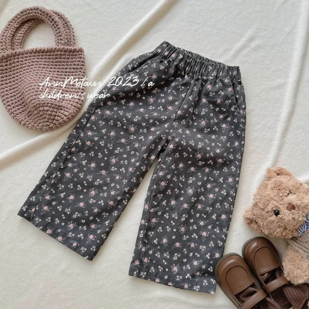 Kids Baby Girl Outfit - 3PCS Set | Knit Waistcoat, Lace Collar Shirt & Floral Wide-Leg Pants | Toddler Clothes