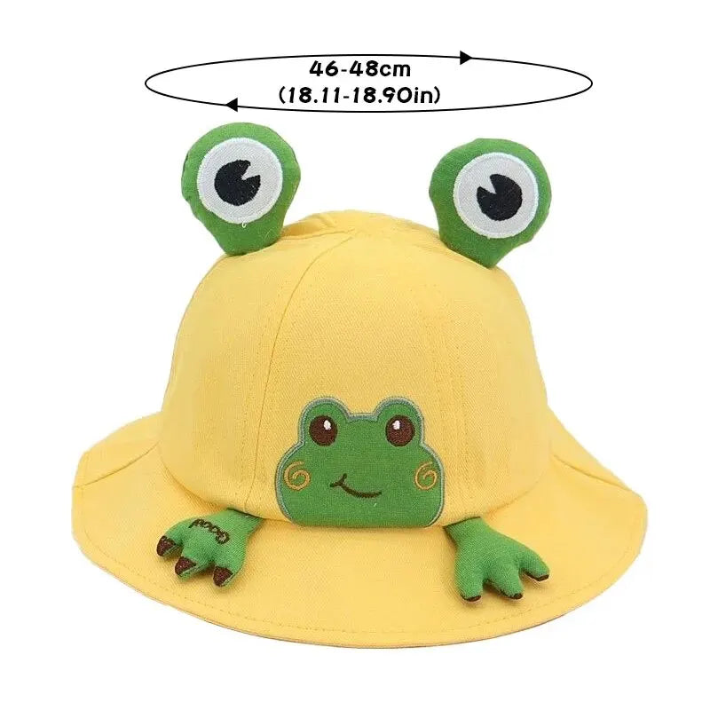 Cartoon Frog Baby Bucket Hat - Breathable Soft Cotton Infant Boys & Girls Fisherman Cap - Outdoor Travel Toddler Sun Hats