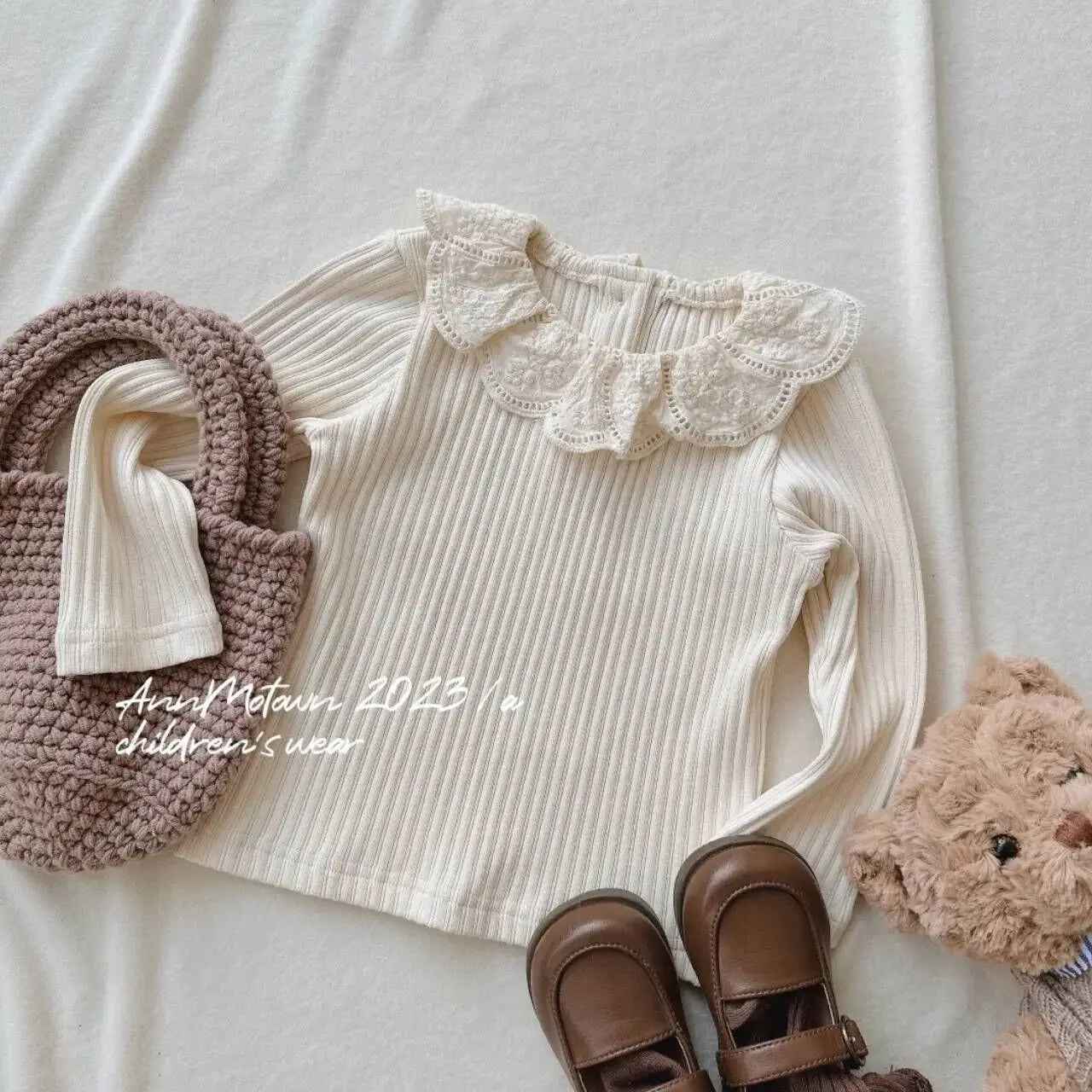 Kids Baby Girl Outfit - 3PCS Set | Knit Waistcoat, Lace Collar Shirt & Floral Wide-Leg Pants | Toddler Clothes