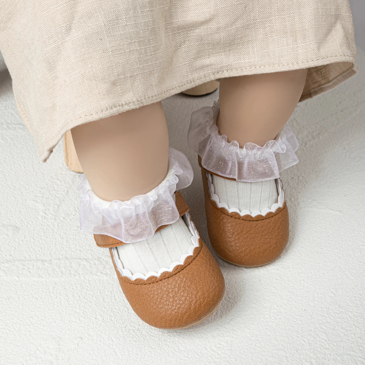 Meckior Baby Boys Girls Shoes, Infant Leather Rubber Sole Anti-Slip Toddler First Walkers, Crib Shoes for Newborn Girl Princess