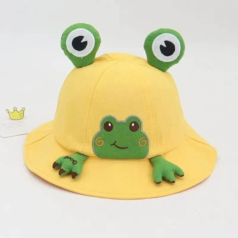 Cartoon Frog Baby Bucket Hat - Breathable Soft Cotton Infant Boys & Girls Fisherman Cap - Outdoor Travel Toddler Sun Hats