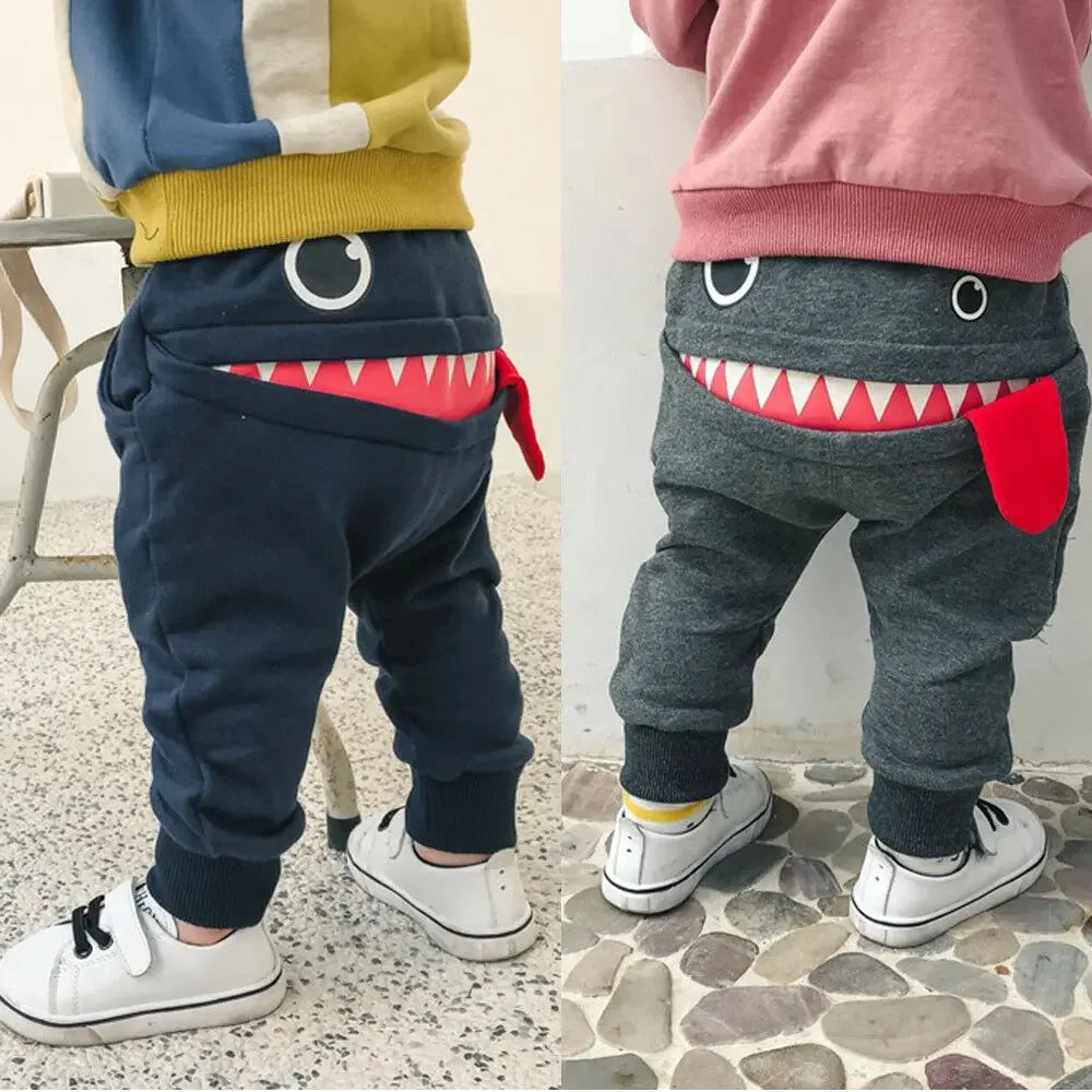 Casual Baby Pants, Toddler Boys & Girls Big Mouth Monster Trousers, Cute Cartoon Cotton Infant Clothing, Comfortable Kids Pants