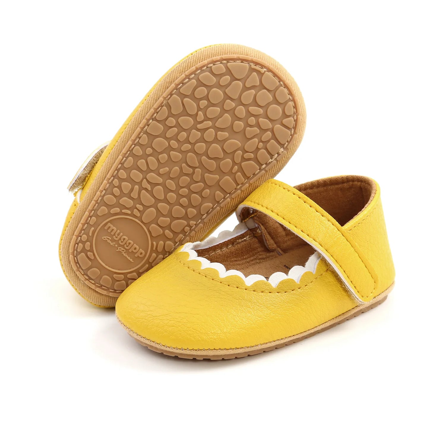 Meckior Baby Boys Girls Shoes, Infant Leather Rubber Sole Anti-Slip Toddler First Walkers, Crib Shoes for Newborn Girl Princess