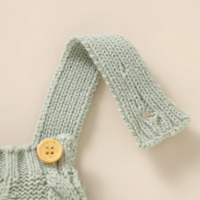 Infant Boys & Girls Sleeveless Rompers, Solid Color Knitted Jumpsuits for Newborns 0-18M, Spring/Fall Children’s Outfit"