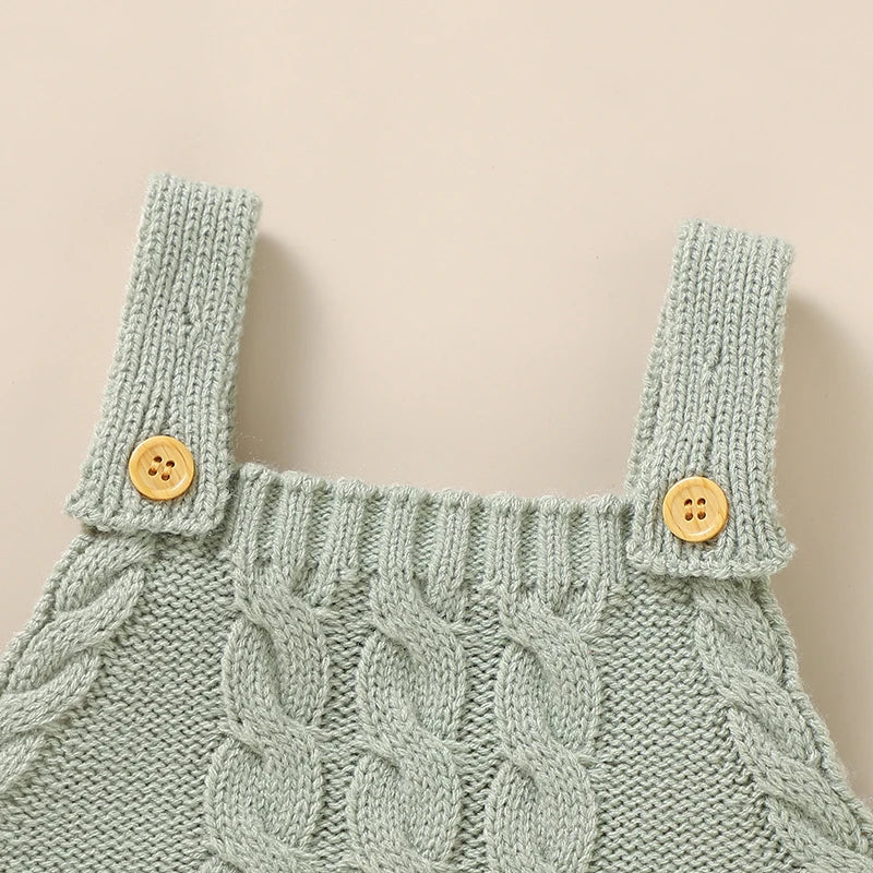 Infant Boys & Girls Sleeveless Rompers, Solid Color Knitted Jumpsuits for Newborns 0-18M, Spring/Fall Children’s Outfit"