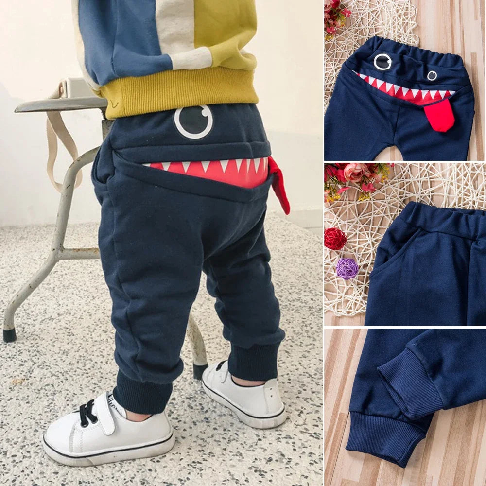 Casual Baby Pants, Toddler Boys & Girls Big Mouth Monster Trousers, Cute Cartoon Cotton Infant Clothing, Comfortable Kids Pants
