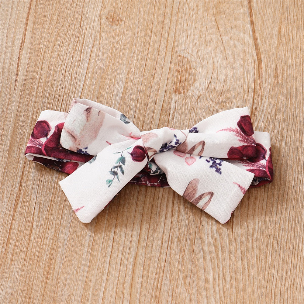 0-18 Months Baby Girl Outfit - Red Long Sleeve Bodysuit & Floral Strap Pants | 2PCS Infant New Year Clothing Set
